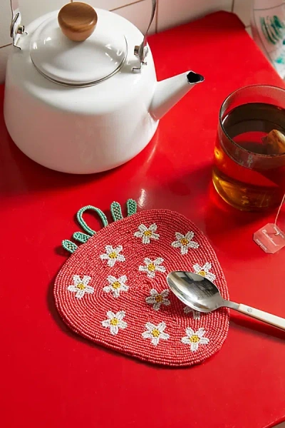 Urban Outfitters Strawberry Beaded Trivet In Red At