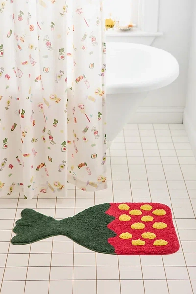 Urban Outfitters Strawberry Candy Shaped Plush Tufted Bath Mat In Red At  In Multi