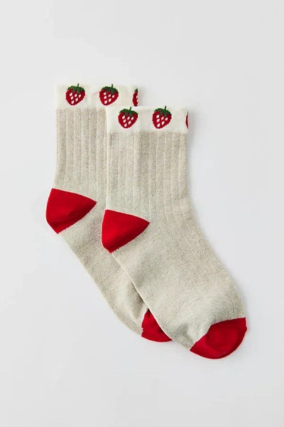 Urban Outfitters Strawberry Colorblock Crew Sock, Women's At  In Neutral