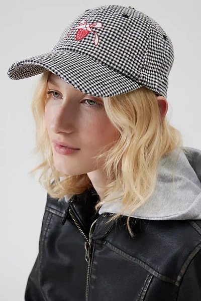 Urban Outfitters Strawberry Patch Gingham Baseball Hat In Black/white, Women's At
