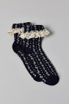 Urban Outfitters Printed Ruffle Foldover Sock In Black, Women's At