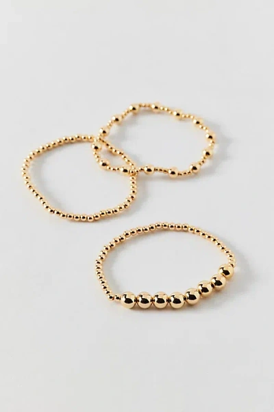 Urban Outfitters Stretchy Metal Beaded Bracelet Set In Gold, Women's At