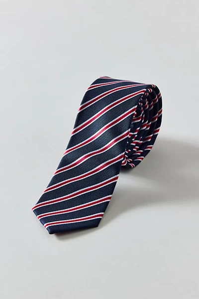 Urban Outfitters Stripe Pattern Neck Tie In Navy, Men's At  In Blue