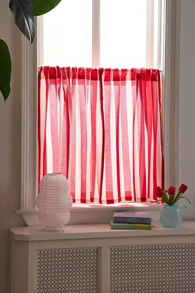 Urban Outfitters Stripe Patterned Café Curtain Set In Red At