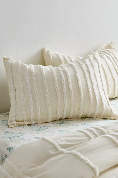 Urban Outfitters Stripe Tufted Sham Set In Cream At  In White