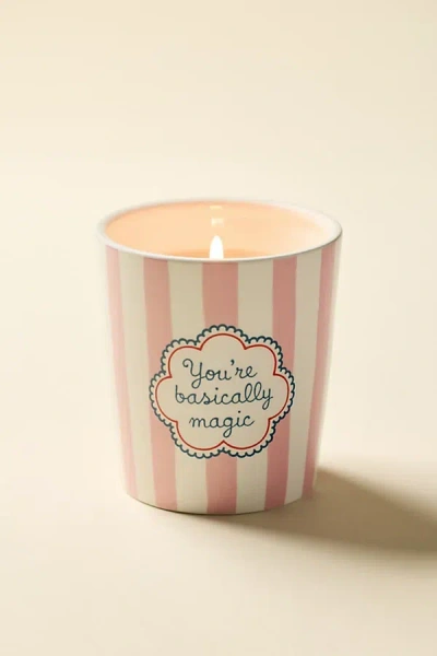 Urban Outfitters Striped Ceramic 7 oz Scented Candle In Glowing Aura At