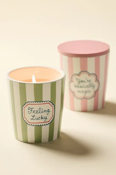 Urban Outfitters Striped Ceramic 7 oz Scented Candle In Lucky Stars At