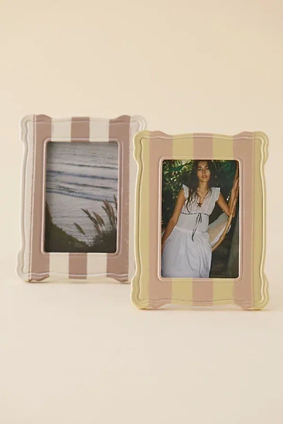 Urban Outfitters Striped Resin 4" X 6" Picture Frame In Neutral At