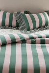 Urban Outfitters Striped Ruffle Duvet Cover Set In Assorted At  In Green