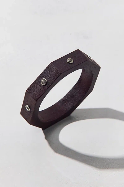 Urban Outfitters Studded Faceted Wooden Bangle Bracelet In Wood/silver, Women's At