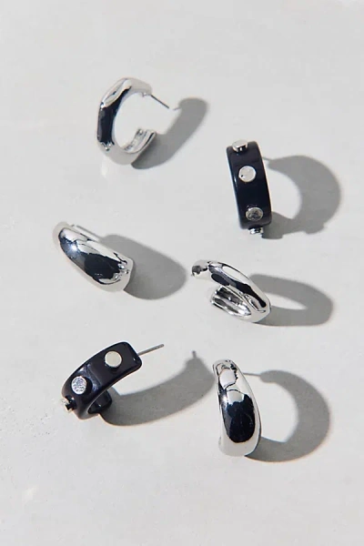 Urban Outfitters Studded Hoop Earring Set In Silver, Women's At  In Black