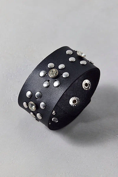 Urban Outfitters Studded Leather Cuff Bracelet In Black, Women's At