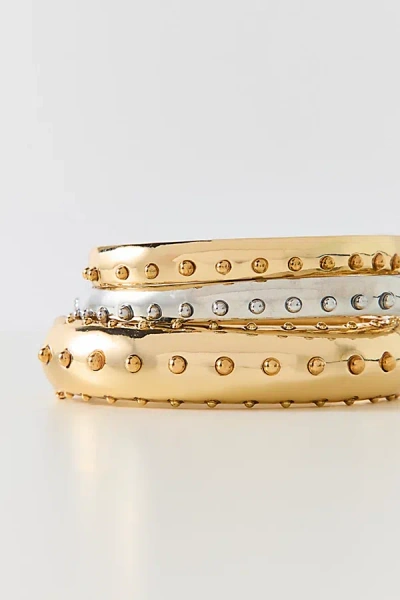 Urban Outfitters Studded Mixed Metal Bangle Bracelets Set In Gold, Women's At