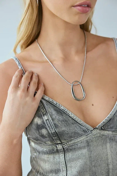 Urban Outfitters Suki Oblong Pendant Chain Necklace In Silver, Women's At  In Metallic