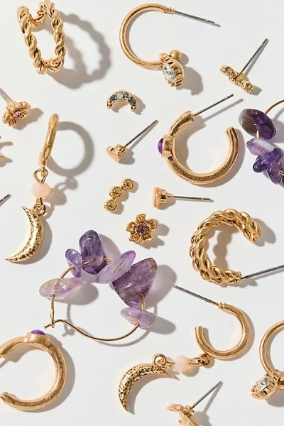 Urban Outfitters Summer Moon Stone Charm Multi Earrings Set In Gold, Women's At