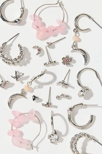 Urban Outfitters Summer Moon Stone Charm Multi Earrings Set In Silver, Women's At