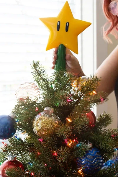 Urban Outfitters Super Mario Bros. 7" Light-up Holiday Tree Topper In Yellow At