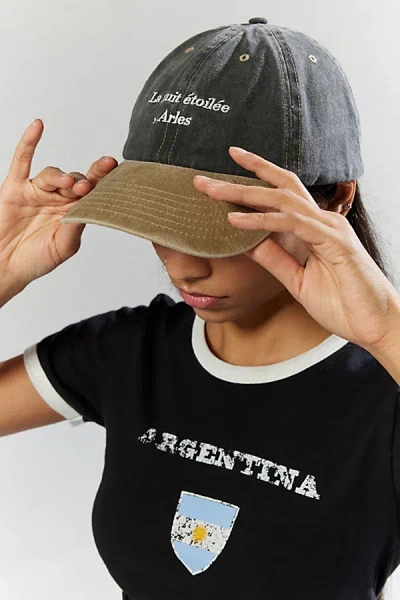Urban Outfitters Sur Le Toit Monde Dad Baseball Hat In Washed Black, Women's At