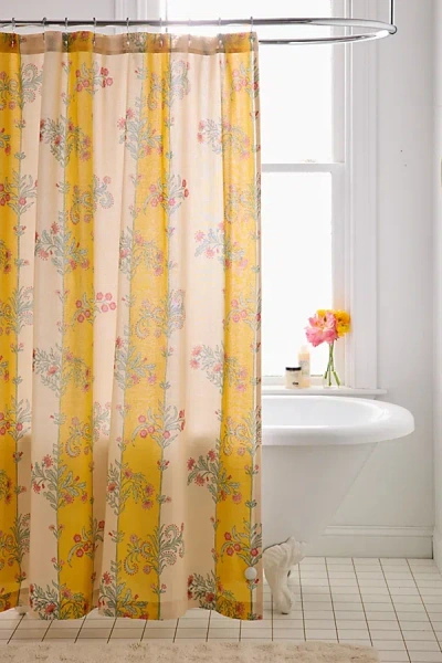 Urban Outfitters Suri Striped Patterned Shower Curtain In Yellow At