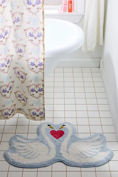 Urban Outfitters Swan Heart Bath Mat At  In Blue
