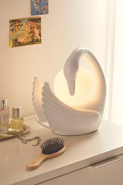 Urban Outfitters Swan Table Lamp In White At  In Brown