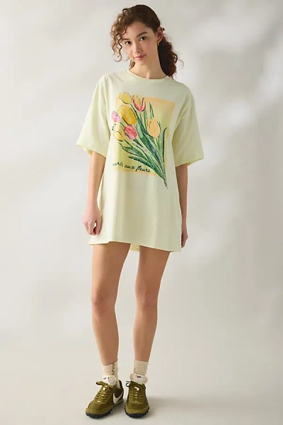 Urban Outfitters Sweet Springtime Graphic Oversized T-shirt Dress In Yellow, Women's At  In Multi