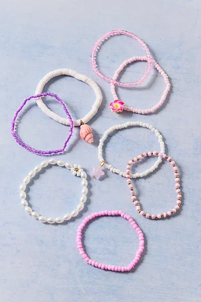 Urban Outfitters Sweet Sugar Stretchy Beaded Bracelets Set In Pink, Women's At