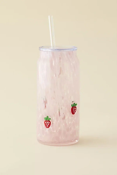 Urban Outfitters Swig Life Lemon Meringue Charm To-go Glass Tumbler In Strawberry Short Cake At  In Pink