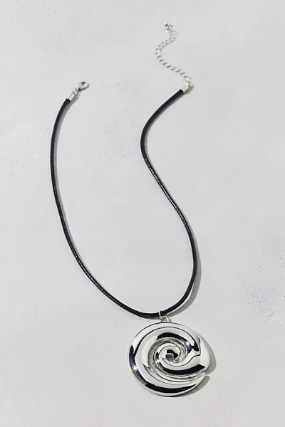 Urban Outfitters Swirl Pendant Corded Necklace In Silver, Women's At