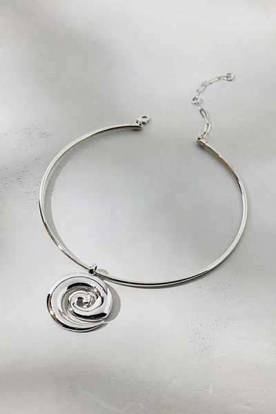 Urban Outfitters Swirl Pendant Metal Collar Necklace In Silver, Women's At  In Metallic