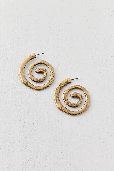Urban Outfitters Swirly Burnished Hoop Earring In Gold, Women's At