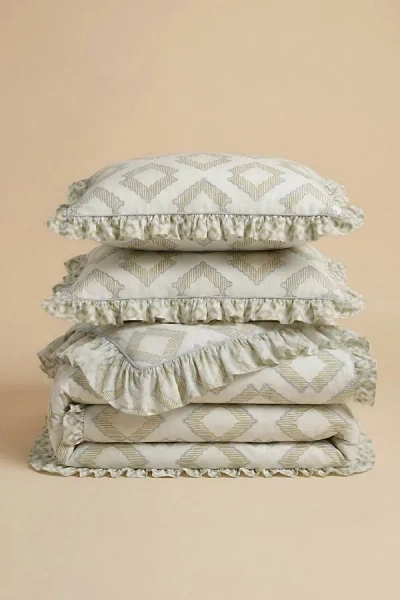 Urban Outfitters Tbco Cotton Diamond Duvet Bedding Set In Green Diamond At