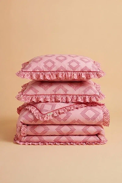 Urban Outfitters Tbco Cotton Diamond Duvet Bedding Set In Pink Diamond At