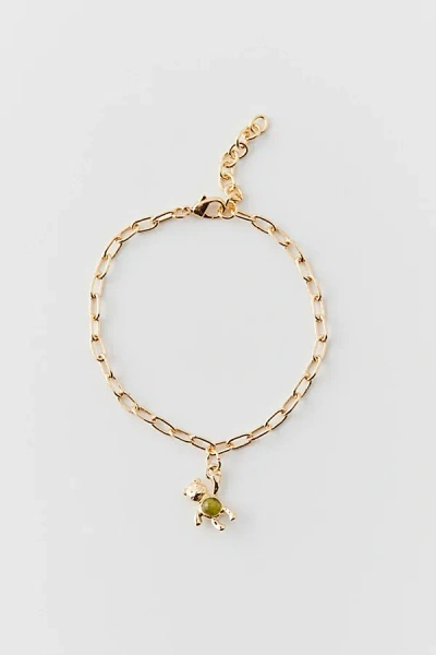 Urban Outfitters Teddy Delicate Charm Bracelet In Teddy, Women's At  In Gold