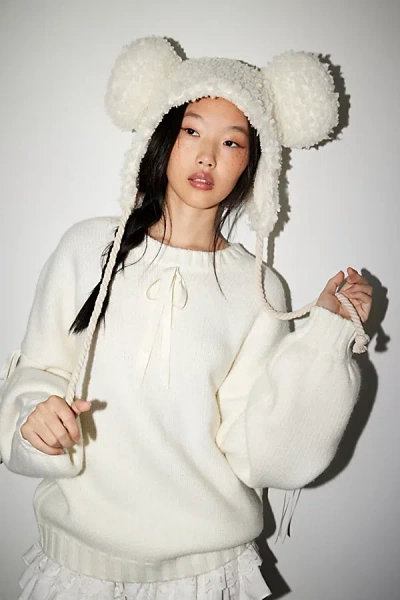 Urban Outfitters Teddy Fleece Hood In Ivory, Women's At