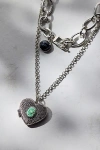 Urban Outfitters Tennessee Chunky Chain Locket Layered Necklace In Silver, Women's At  In Silver