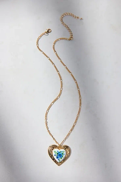 Urban Outfitters Tennessee Enameled Heart Pendant Necklace In Gold, Women's At