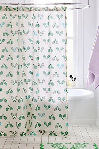 Urban Outfitters Tennis Bows Patterned Shower Curtain In White At