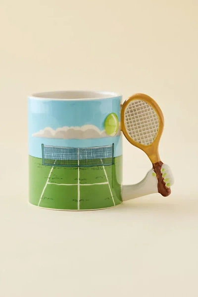 Urban Outfitters Tennis Brat Sculptural Ceramic Mug In Green Blue At