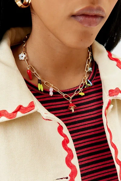 Urban Outfitters Tess Charm Necklace In Gold, Women's At  In Multi