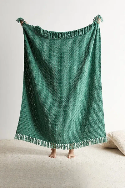 Urban Outfitters Textural Chenille Throw Blanket In Simple Green At