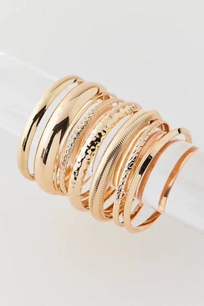 Urban Outfitters Textured Bangle Bracelet Set In Gold, Women's At