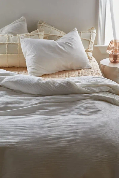 Urban Outfitters Textured Cotton Duvet Cover In White At