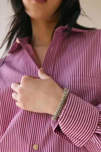 Urban Outfitters Textured Metal Beaded Stretch Bracelet In Silver, Women's At  In Metallic