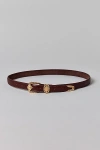 Urban Outfitters Textured Slim Leather Belt In Brown, Women's At  In Burgundy