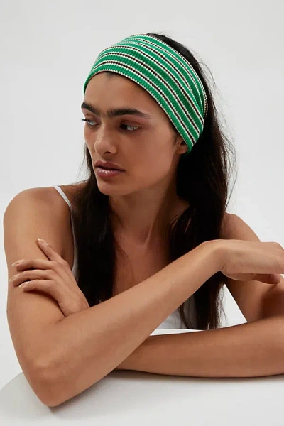 Urban Outfitters Textured Striped Headwrap In Bright Green, Women's At