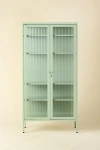 Urban Outfitters The Collector Fluted Glass Paned Storage Cabinet In Green At