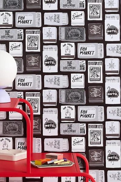 Urban Outfitters The Perfect Match Removable Wallpaper In Black At