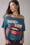 Urban Outfitters Tiger Graphic Off-the-shoulder Cropped Tee In Blue, Women's At  In Multi