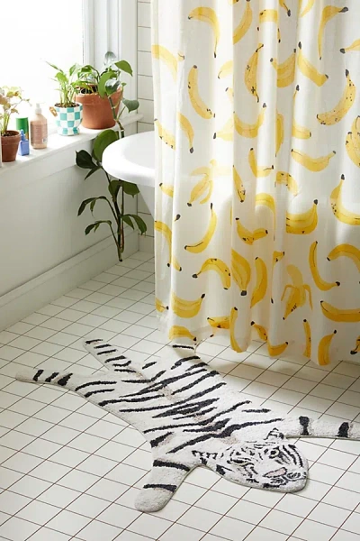 Urban Outfitters Tiger Shape Tufted Bath Mat In White At